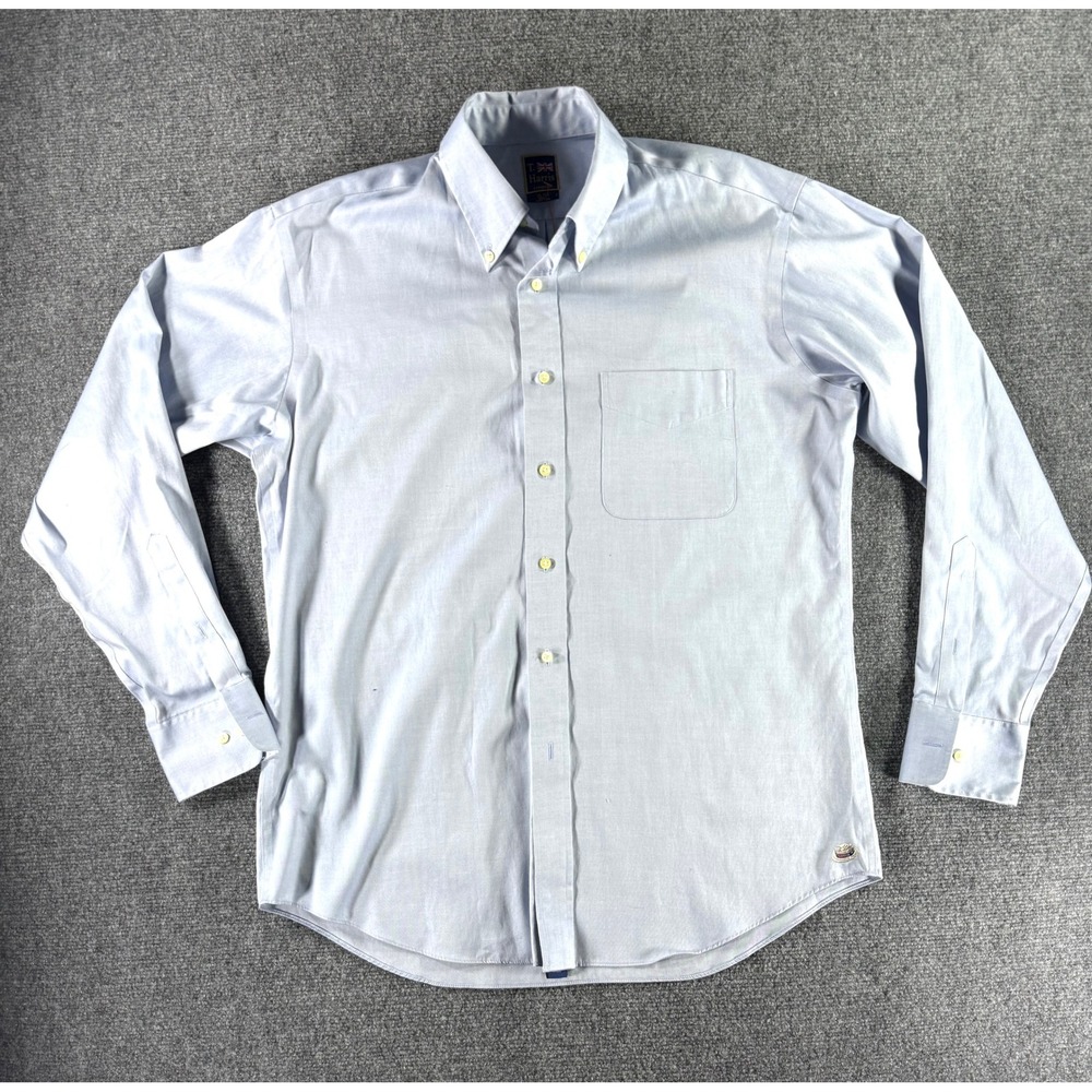 T. Harris London Mens Light Blue Oxford Cotton Button Down Shirt 15.5 34/35
